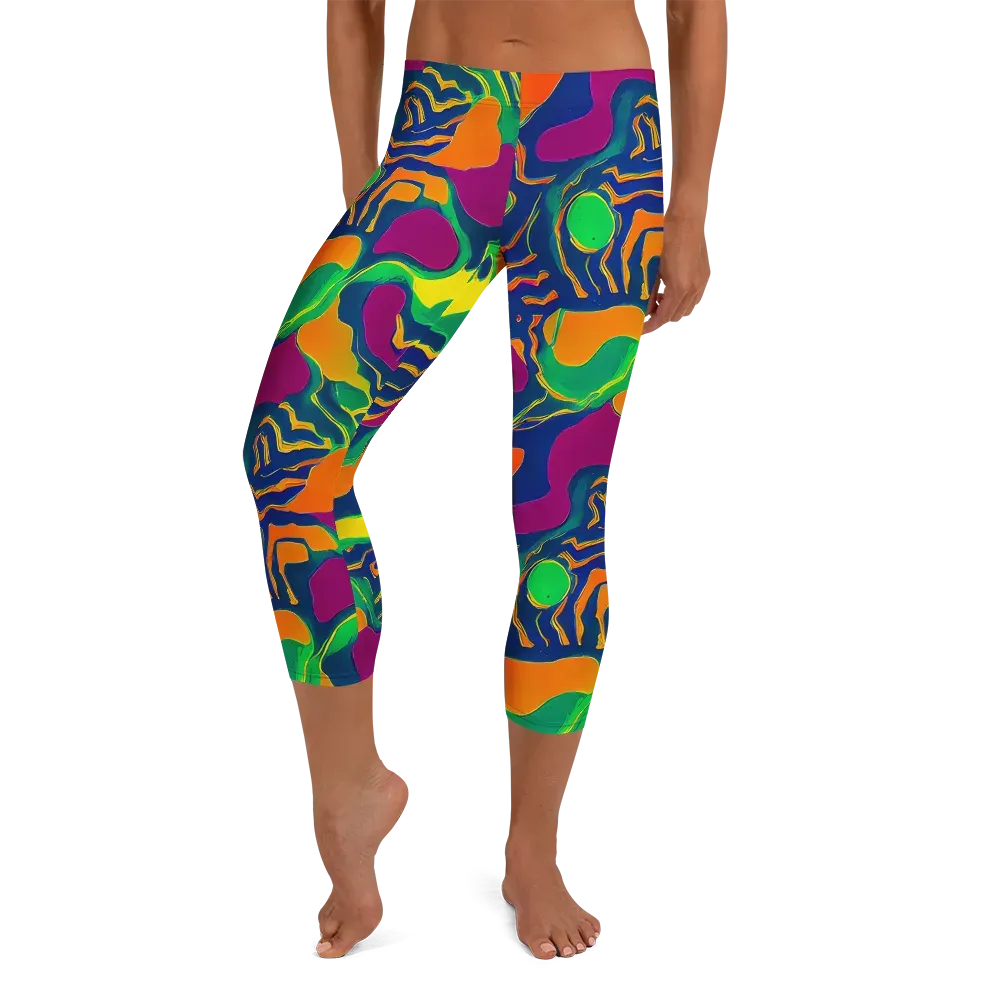 Magma Garden on Capri Leggings — Front
