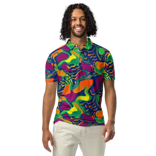 Magma Garden on a Men's Slim Fit Polo Shirt