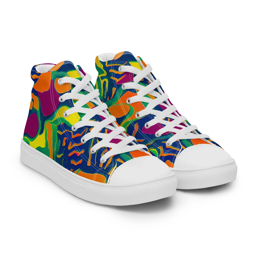 Magma Garden on Men's High Top Canvas Shoes — Right Front