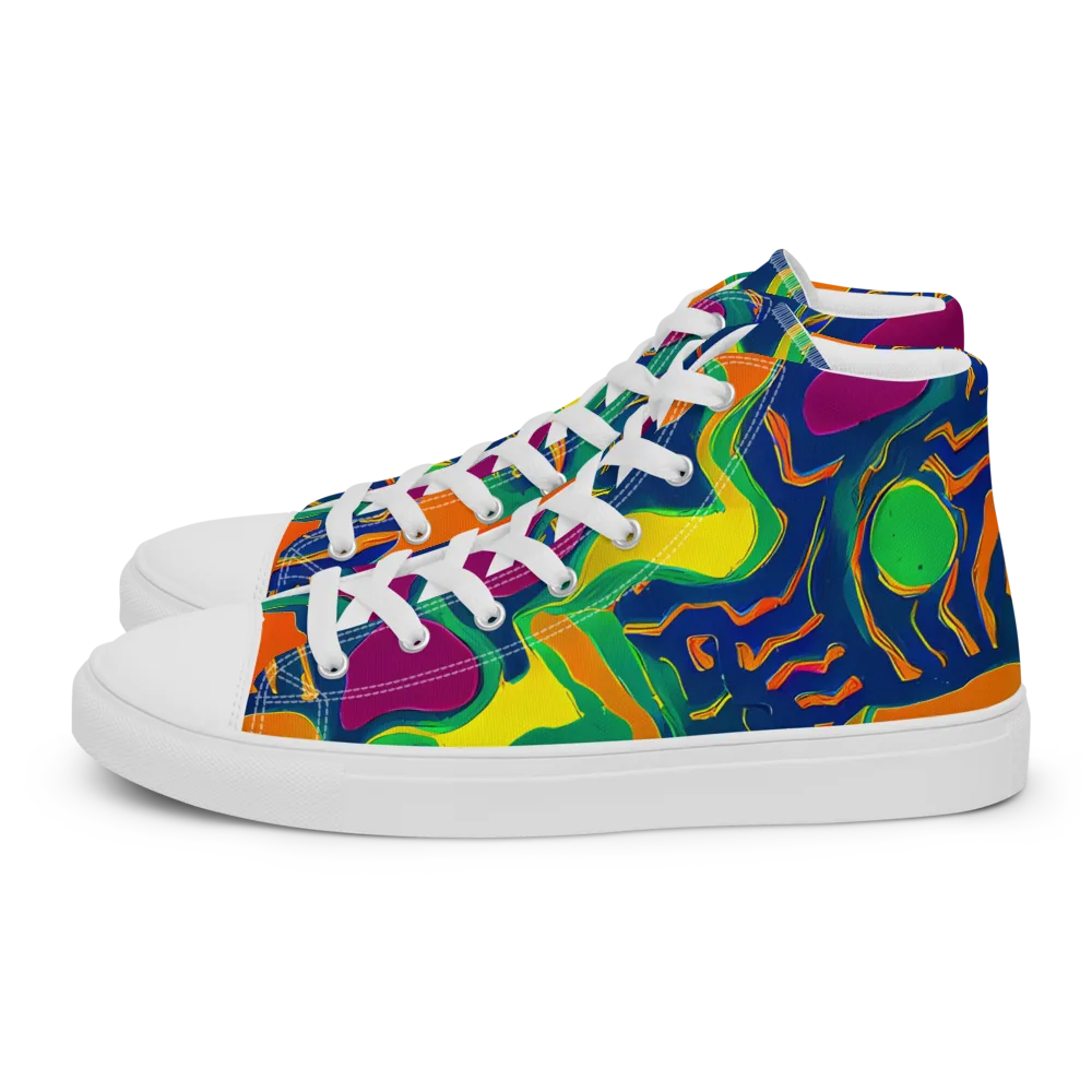 Magma Garden on Men's High Top Canvas Shoes — Left