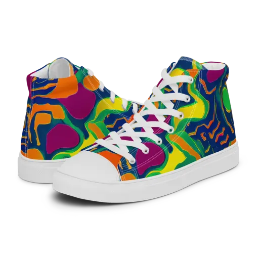 Magma Garden on a Men's High Top Canvas Shoes