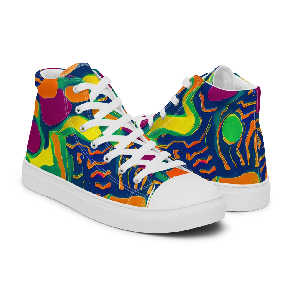 Magma Garden on Men's High Top Canvas Shoes — Right