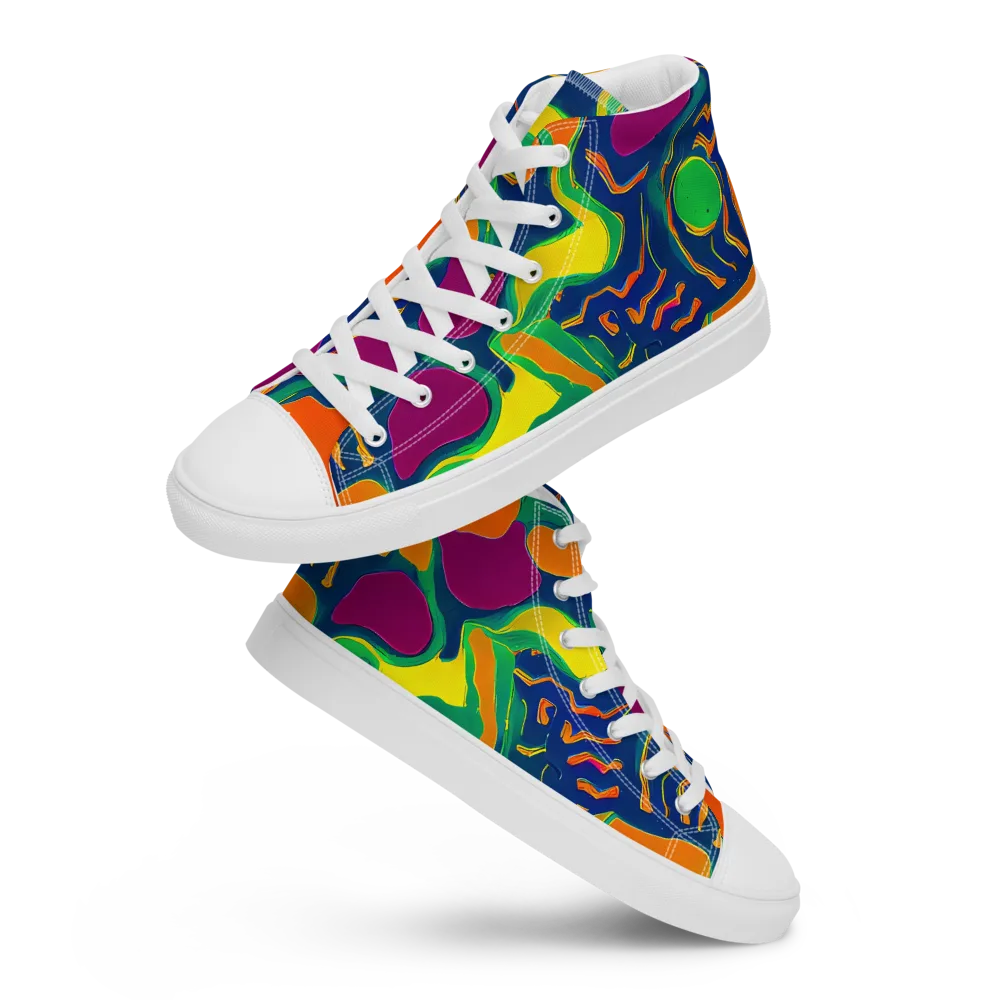 Magma Garden on Men's High Top Canvas Shoes — Front