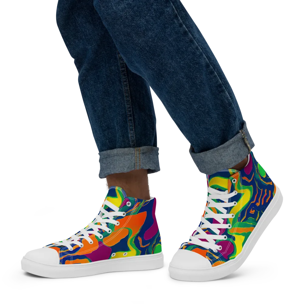 Magma Garden on Men's High Top Canvas Shoes — Left