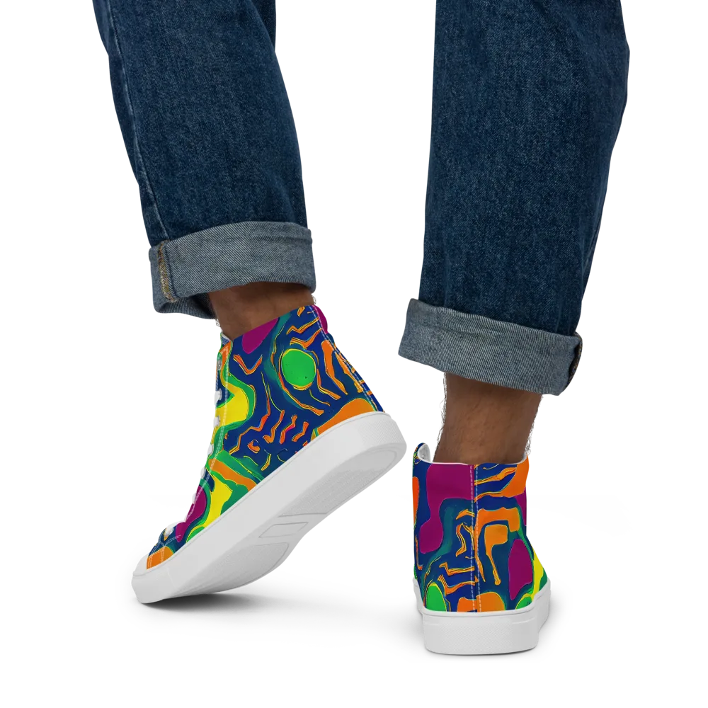 Magma Garden on Men's High Top Canvas Shoes — Back