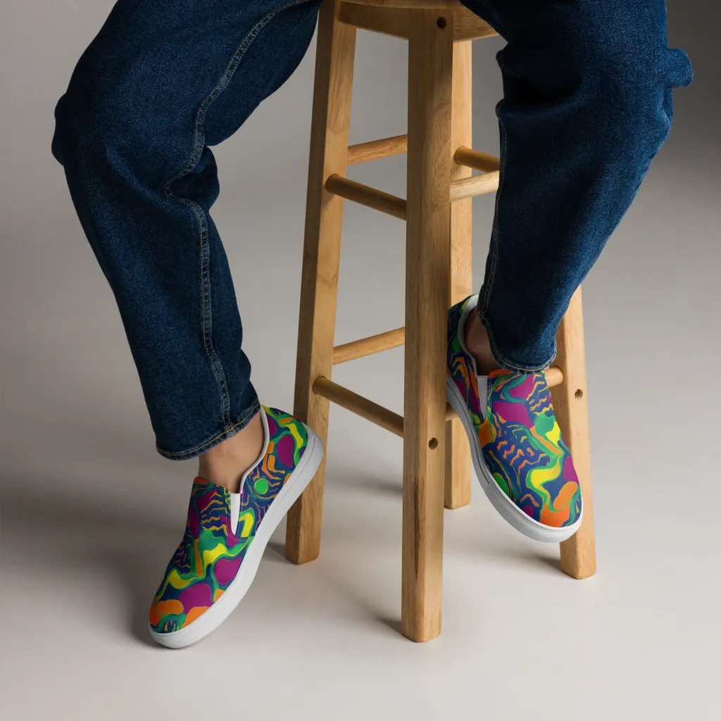 Magma Garden on Men's Slip-On Canvas Shoes — Front