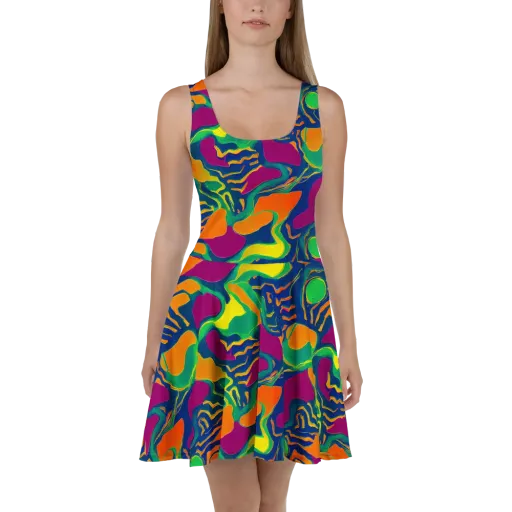 Magma Garden on a Skater Dress