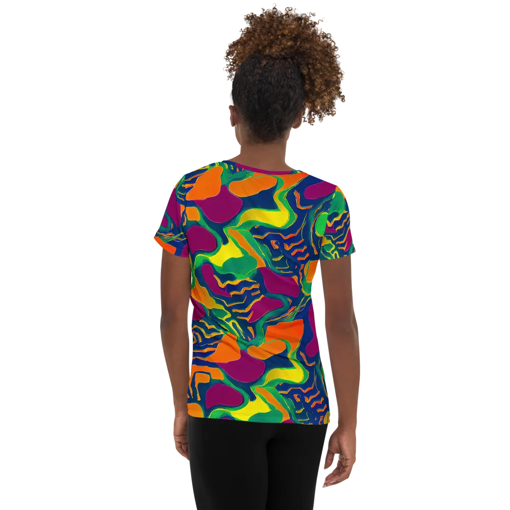 Magma Garden on Women's Athletic T-Shirt — Back