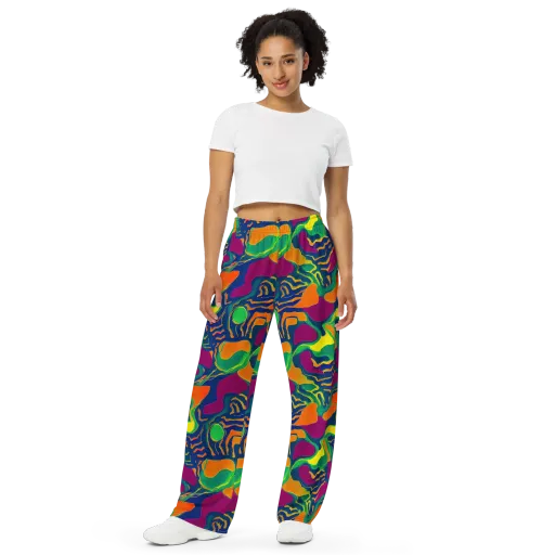 Magma Garden on a Wide-Leg Pants
