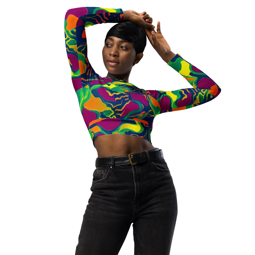 Magma Garden on Long Sleeve Crop Top — Front