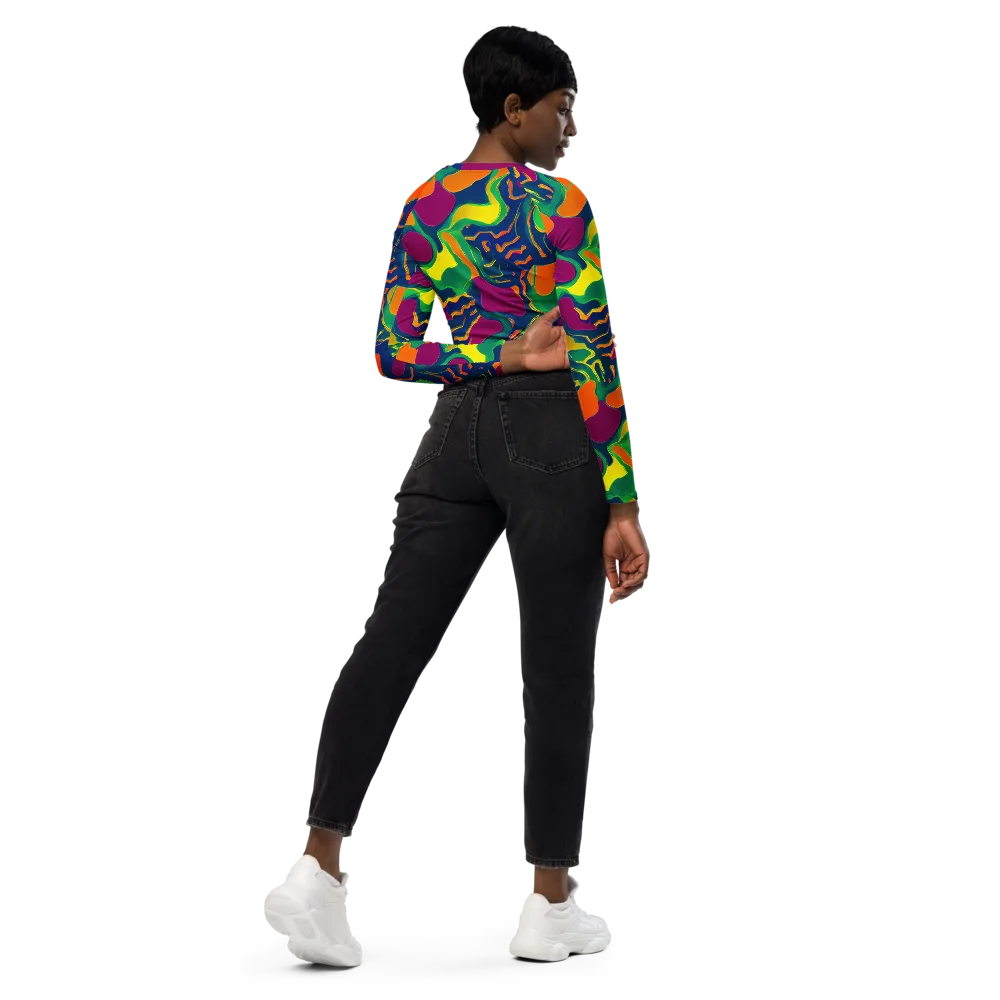 Magma Garden on Long Sleeve Crop Top — Right Back