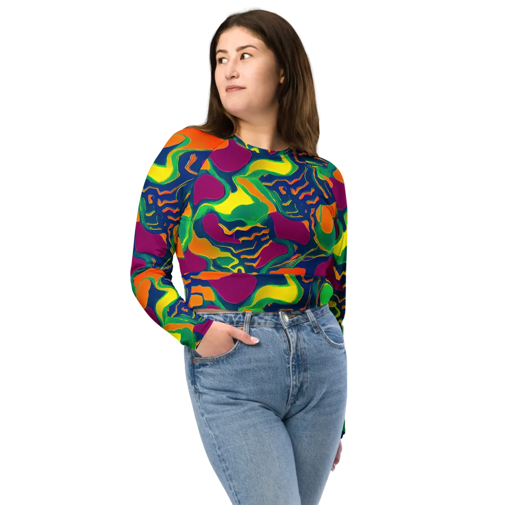 Magma Garden on Long Sleeve Crop Top — Front
