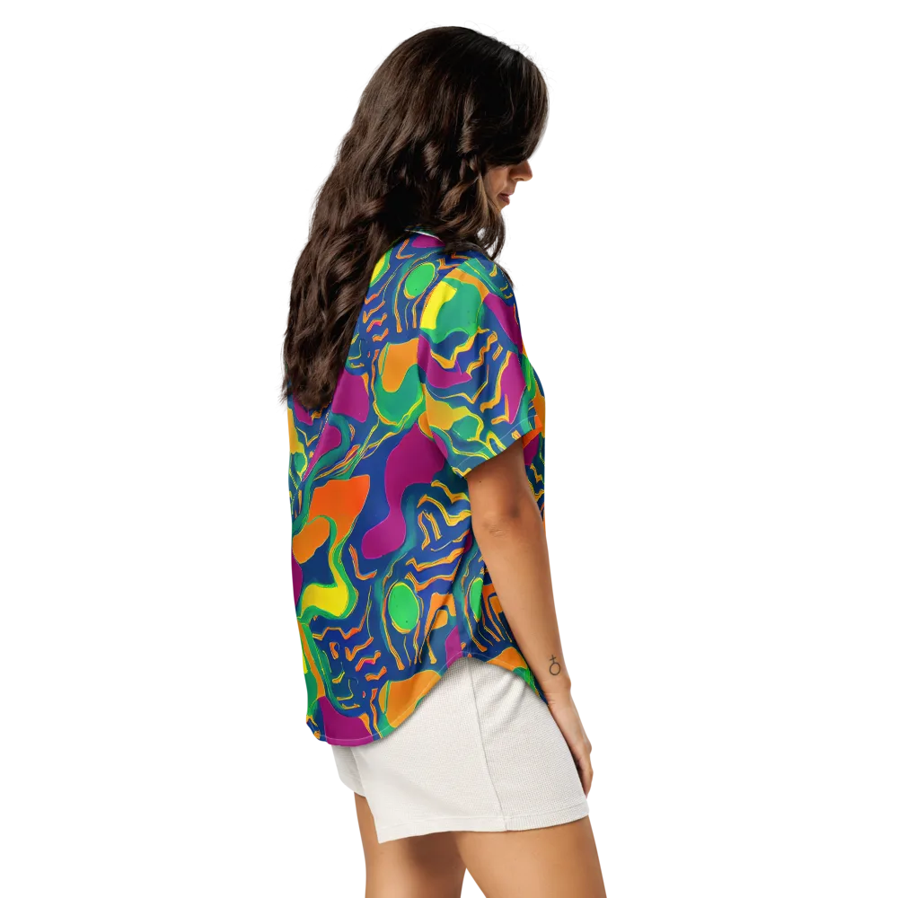 Magma Garden on Women's Short Sleeve Pajama Top — Right Back