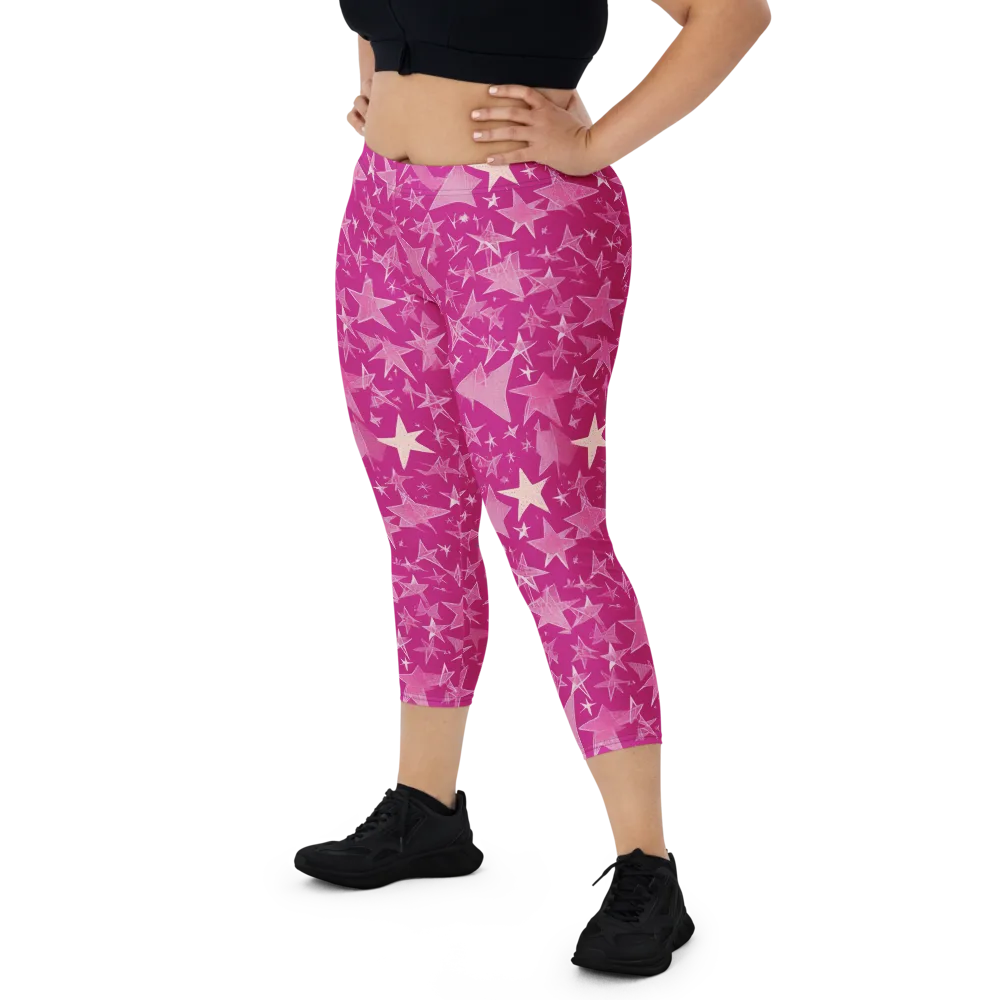 Fuchsia Skies on Capri Leggings — Front