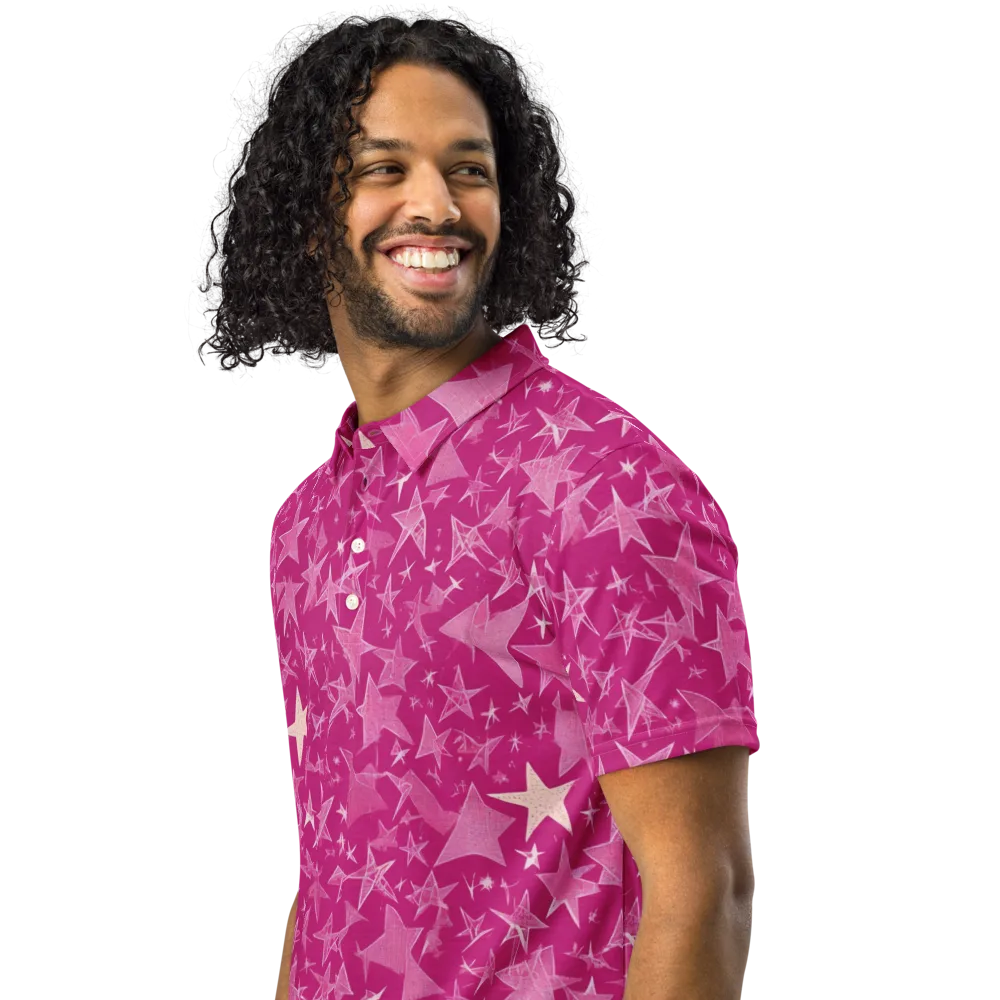 Fuchsia Skies on Men's Slim Fit Polo Shirt — Left Front