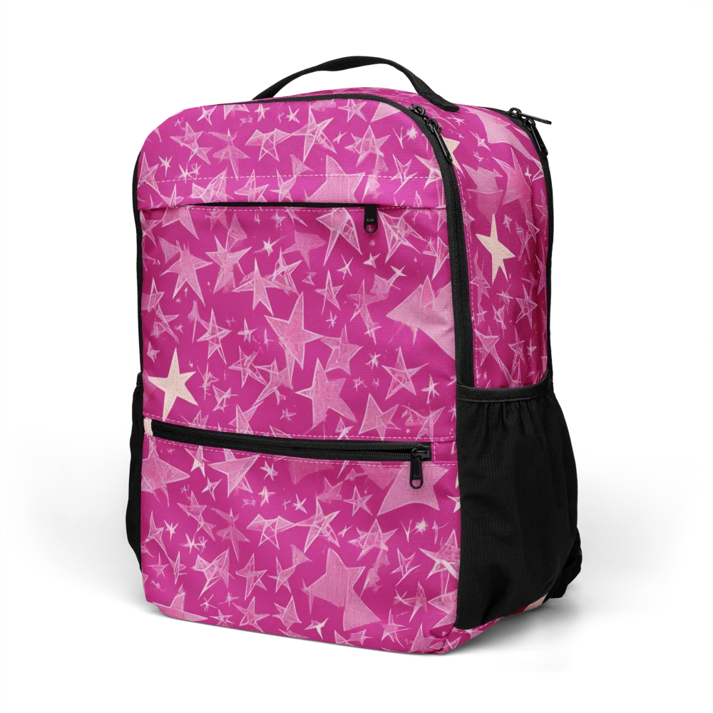 Fuchsia Skies on Utility Backpack — Left Front