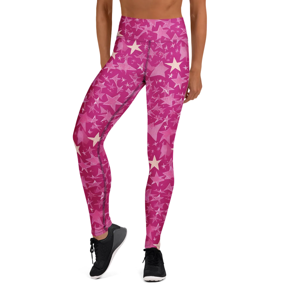 Fuchsia Skies on Yoga Leggings — Front