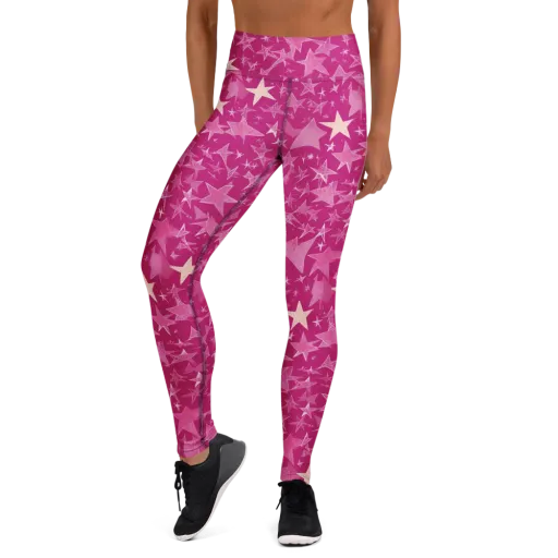 Fuchsia Skies on a Yoga Leggings