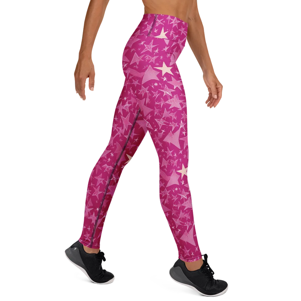 Fuchsia Skies on Yoga Leggings — Right