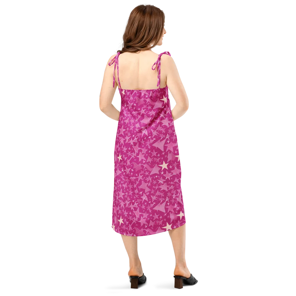 Fuchsia Skies on Slip Dress — Back