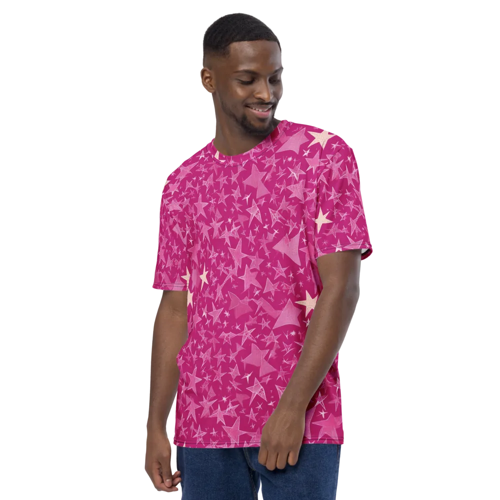Fuchsia Skies on Men's Crew Neck T-Shirt — Left