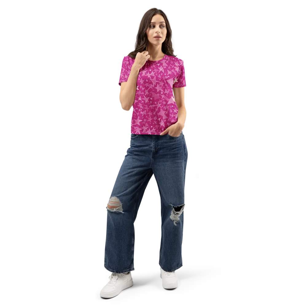 Fuchsia Skies on Women's Crew Neck T-Shirt — Front