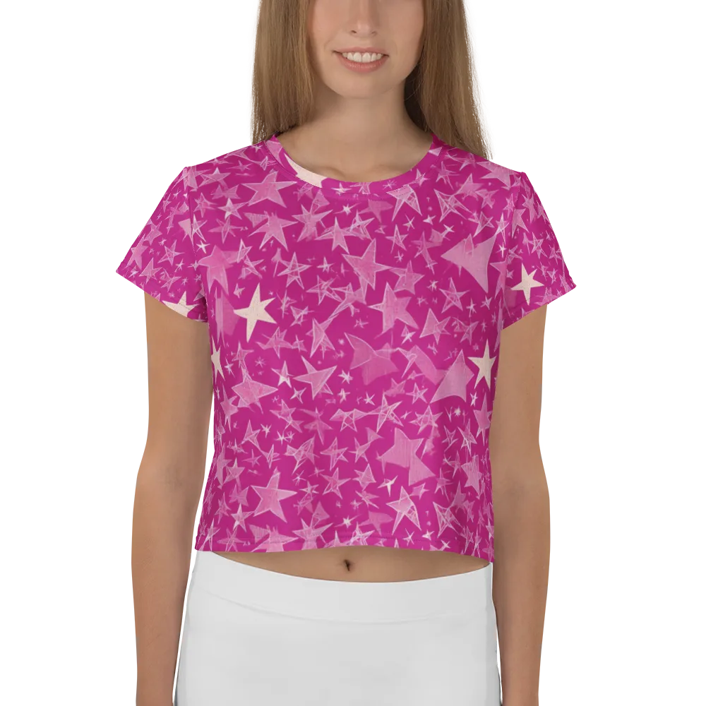 Fuchsia Skies on Crop Tee — Front