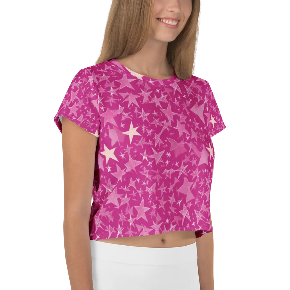Fuchsia Skies on Crop Tee — Right