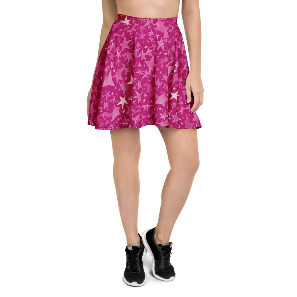 Fuchsia Skies on Skater Skirt — Front