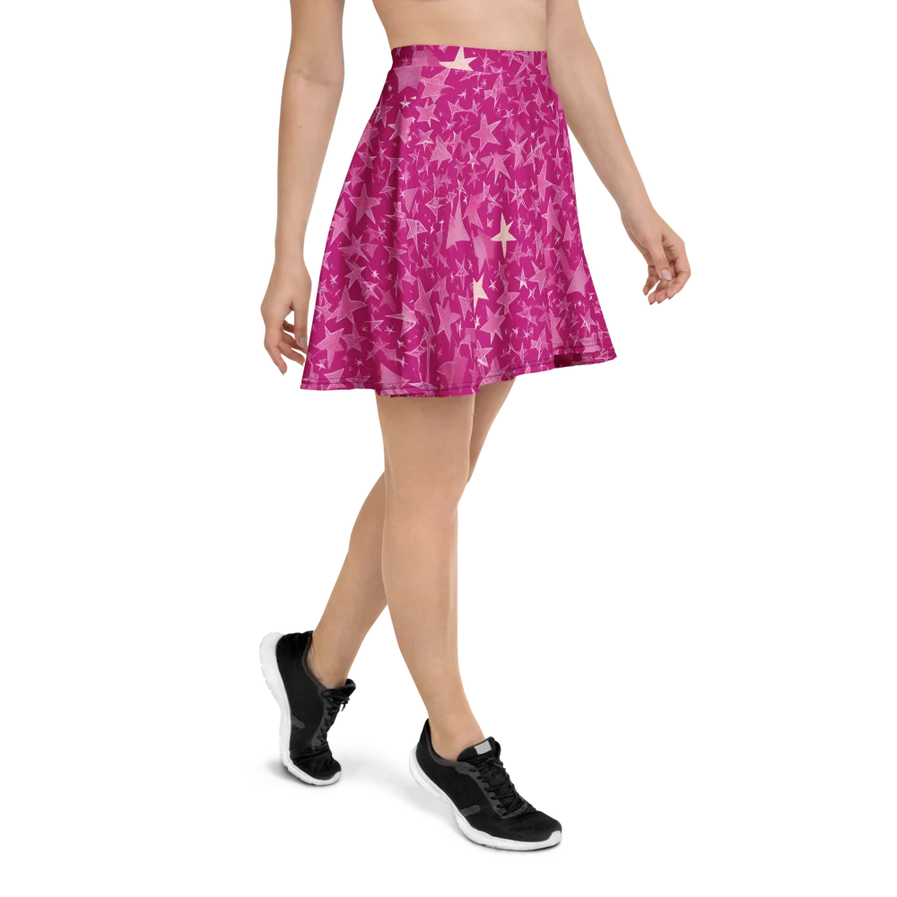 Fuchsia Skies on Skater Skirt — Right