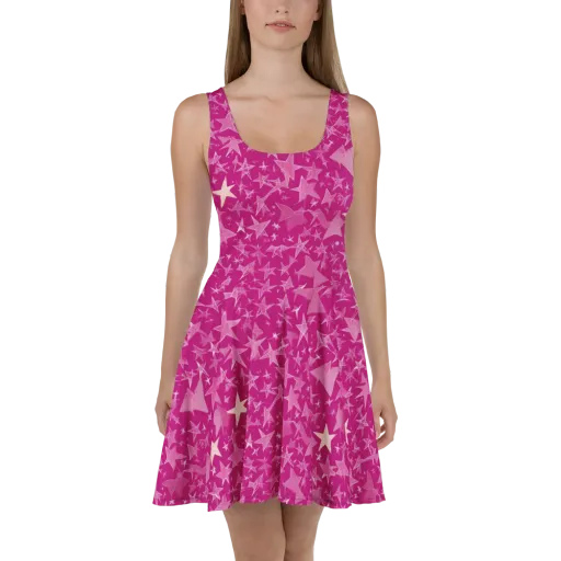 Fuchsia Skies on a Skater Dress