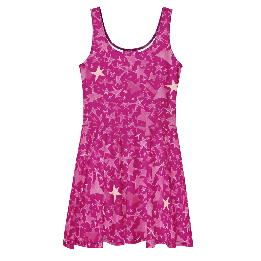 Fuchsia Skies on Skater Dress — Front