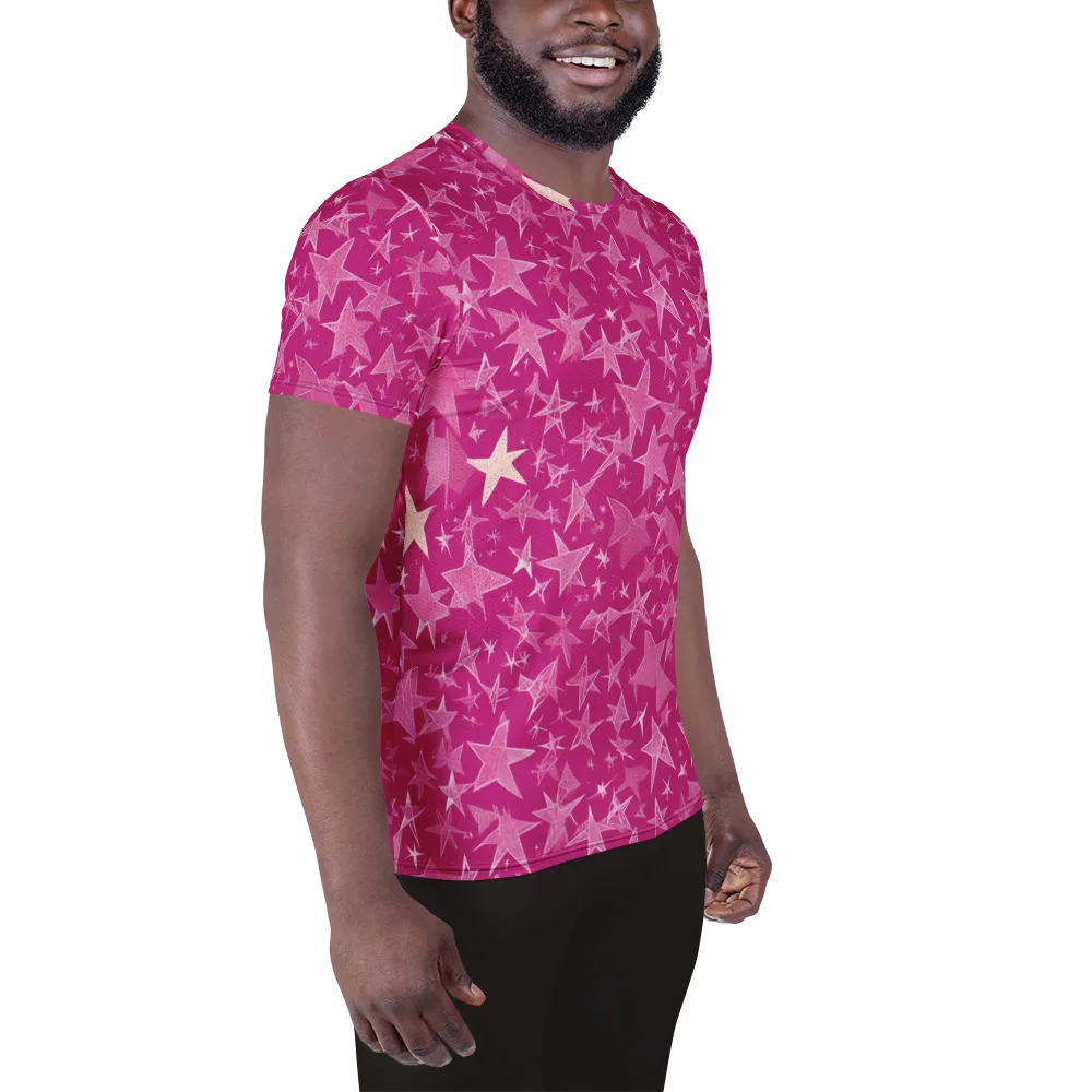 Fuchsia Skies on Men's Athletic T-Shirt — Right