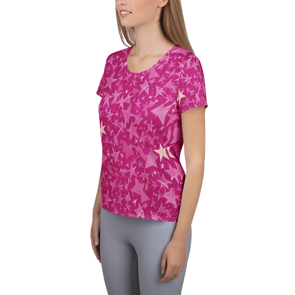 Fuchsia Skies on Women's Athletic T-Shirt — Left