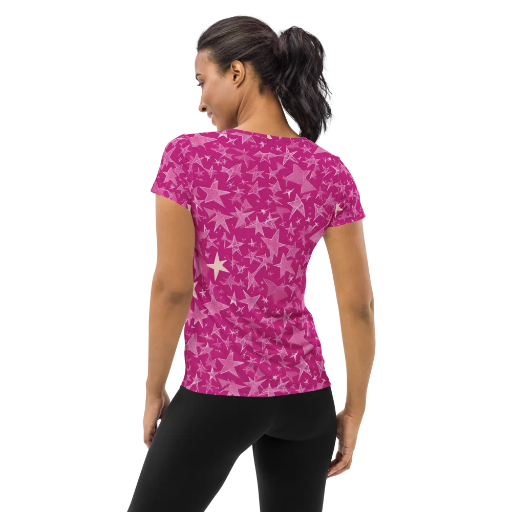 Fuchsia Skies on Women's Athletic T-Shirt — Back