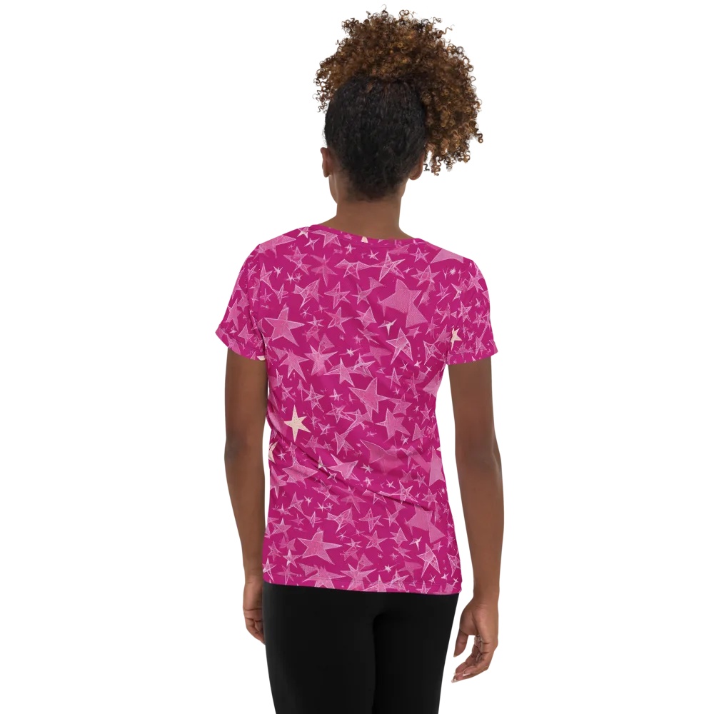 Fuchsia Skies on Women's Athletic T-Shirt — Back