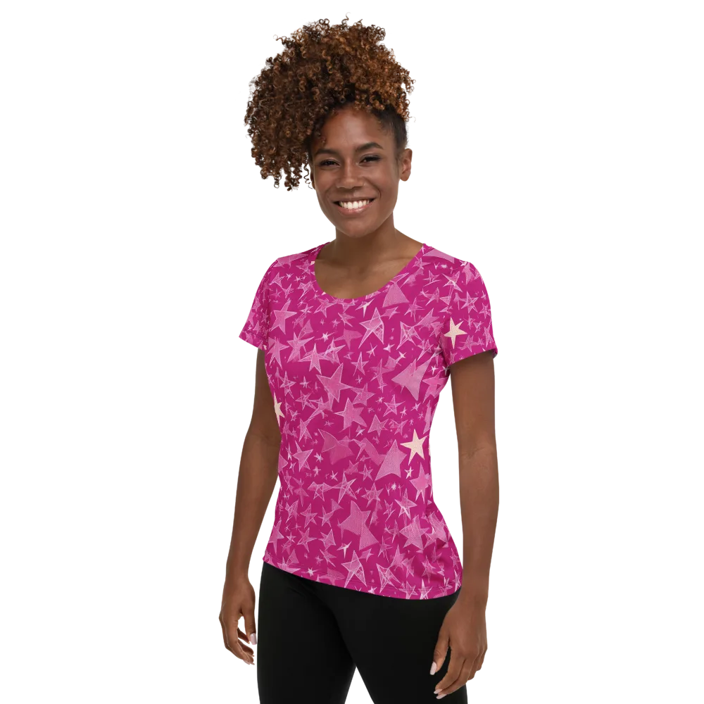 Fuchsia Skies on Women's Athletic T-Shirt — Left