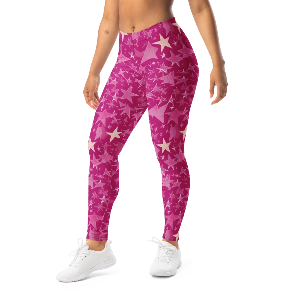 Fuchsia Skies on Leggings — Left Front