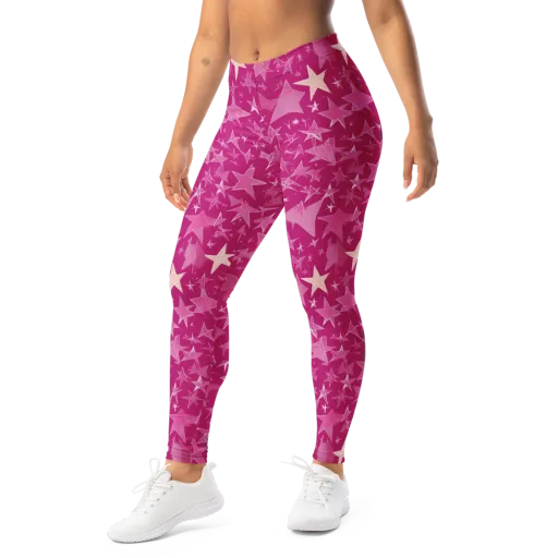 Fuchsia Skies on a Leggings