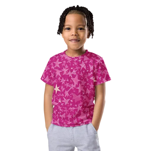 Fuchsia Skies on a Kids Crew Neck T-Shirt