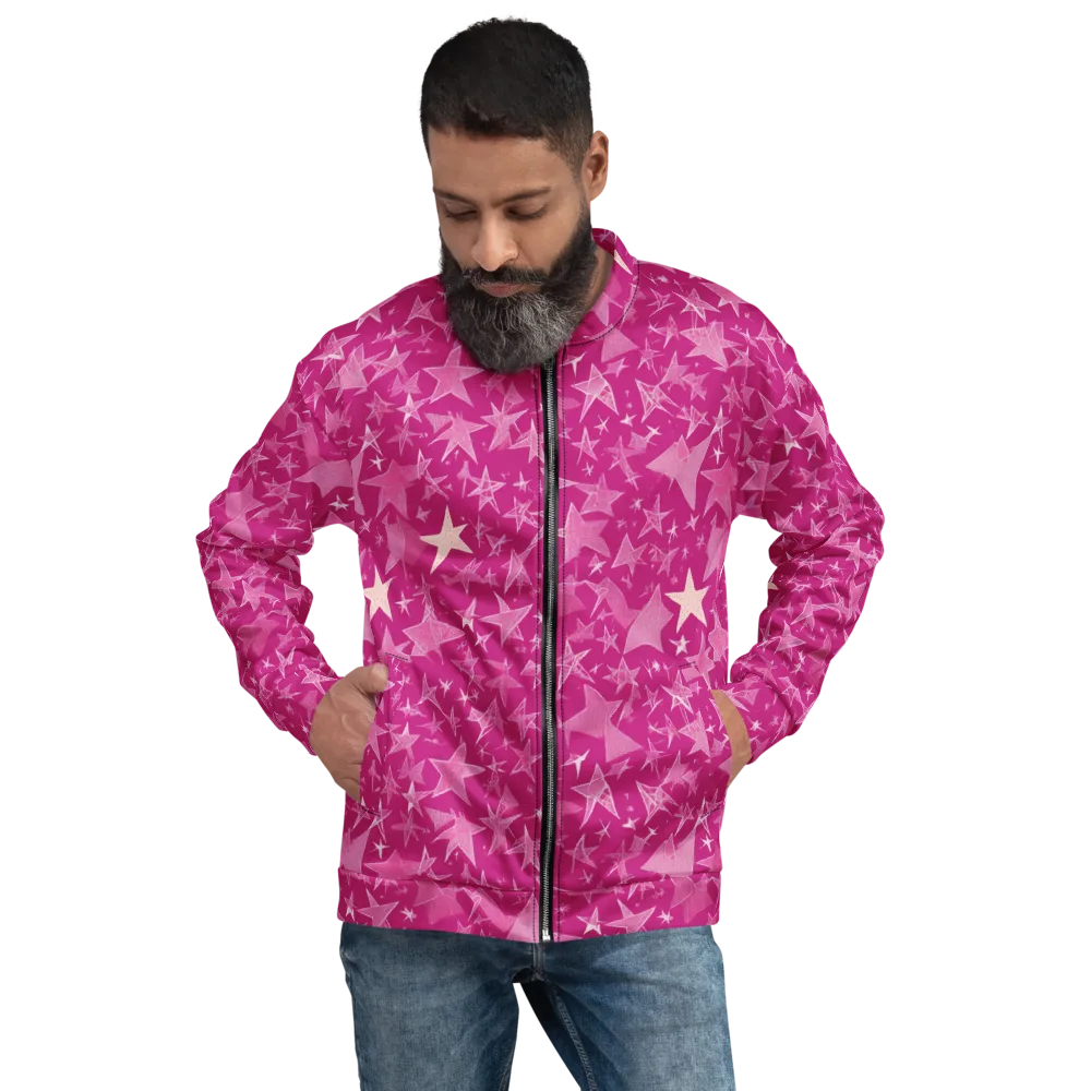 Fuchsia Skies on Bomber Jacket — Front
