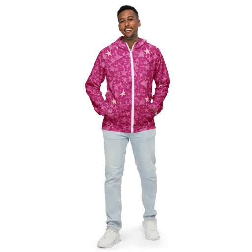 Fuchsia Skies on a Men's Windbreaker