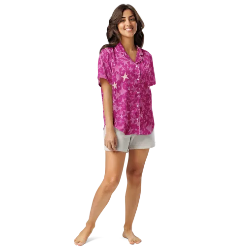 Fuchsia Skies on a Women's Short Sleeve Pajama Top