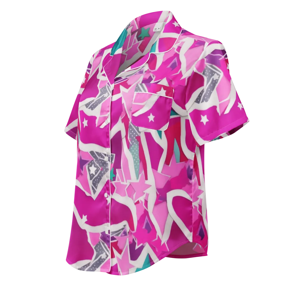 Ultraviolet Parade on Women's Short Sleeve Pajama Top — Left Front