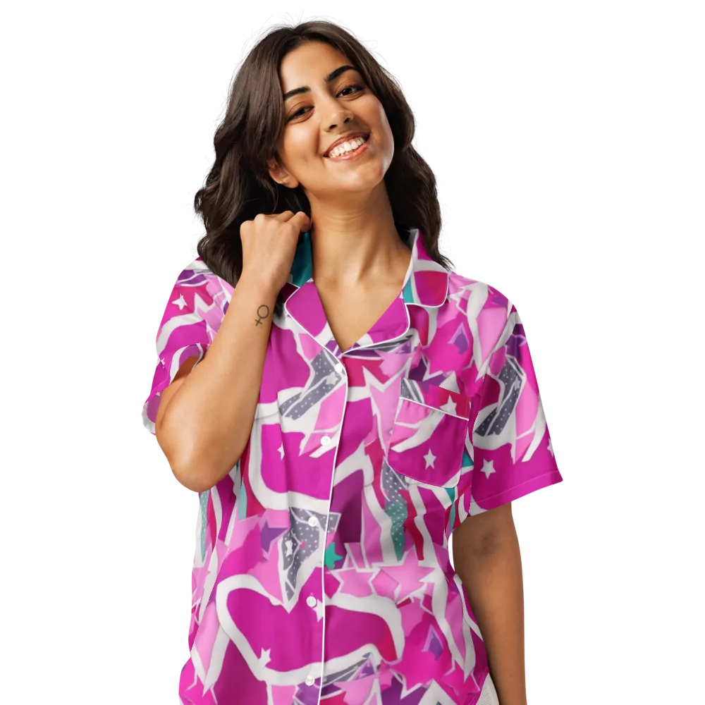 Ultraviolet Parade on Women's Short Sleeve Pajama Top — Front