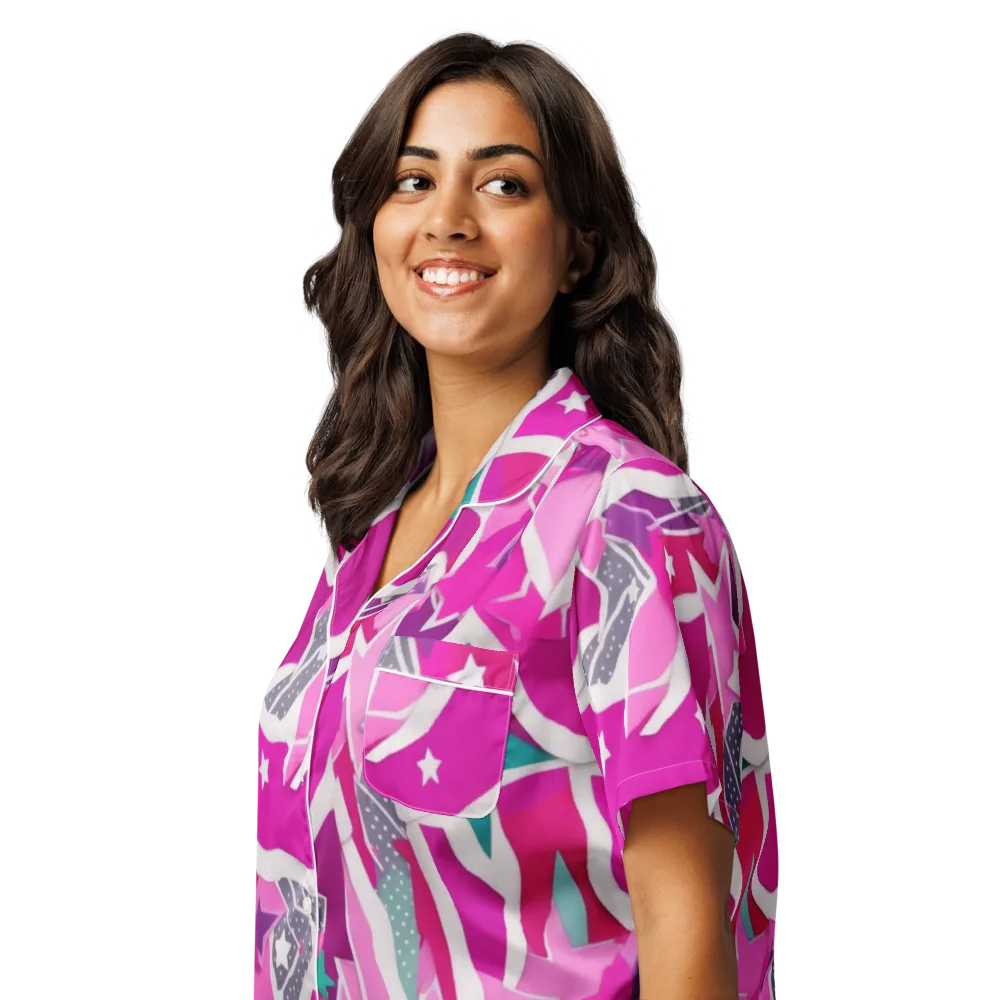 Ultraviolet Parade on Women's Short Sleeve Pajama Top — Left Front