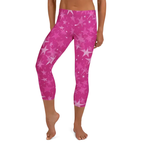 Magenta Meteor Shower on a Capri Leggings