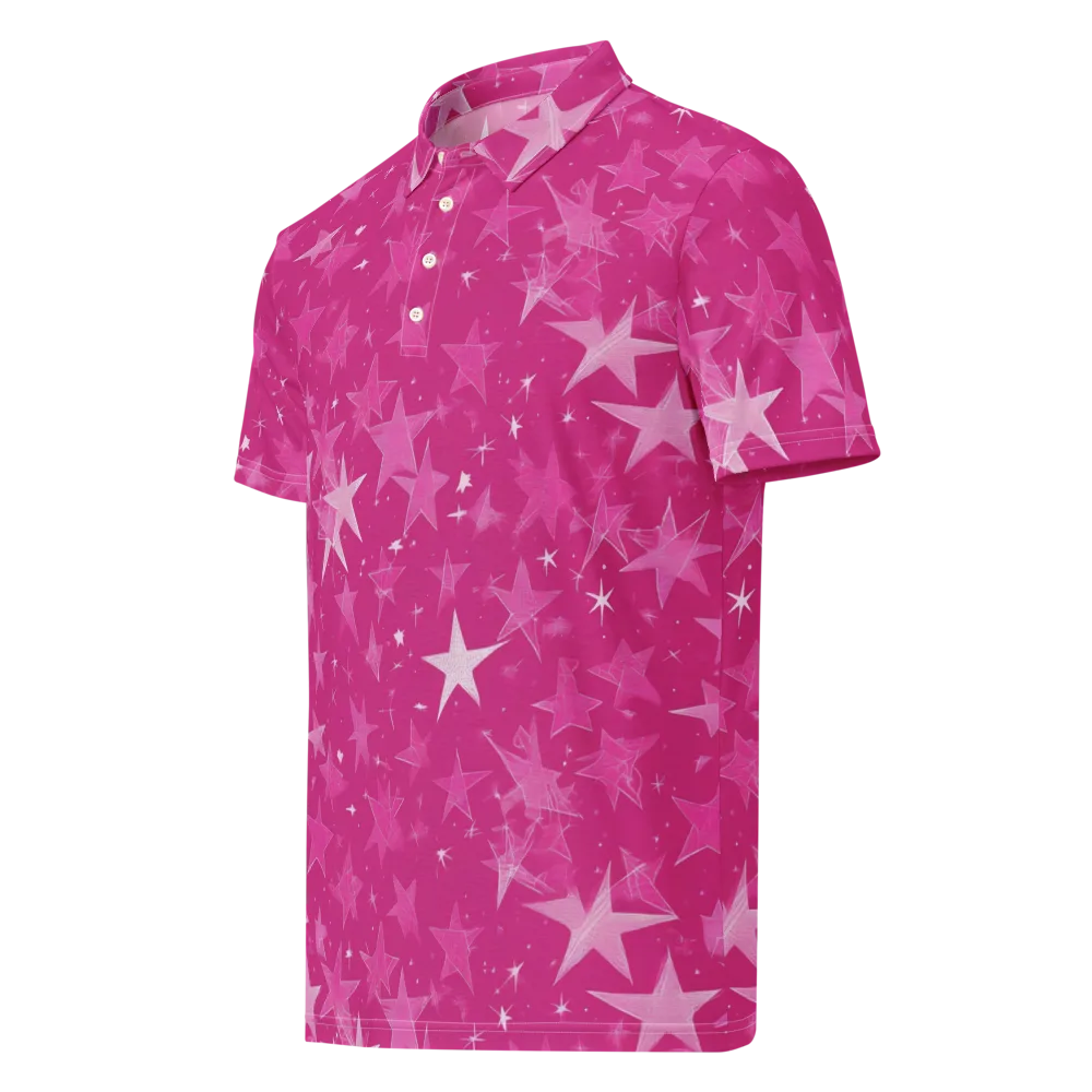 Magenta Meteor Shower on Men's Slim Fit Polo Shirt — Left Front