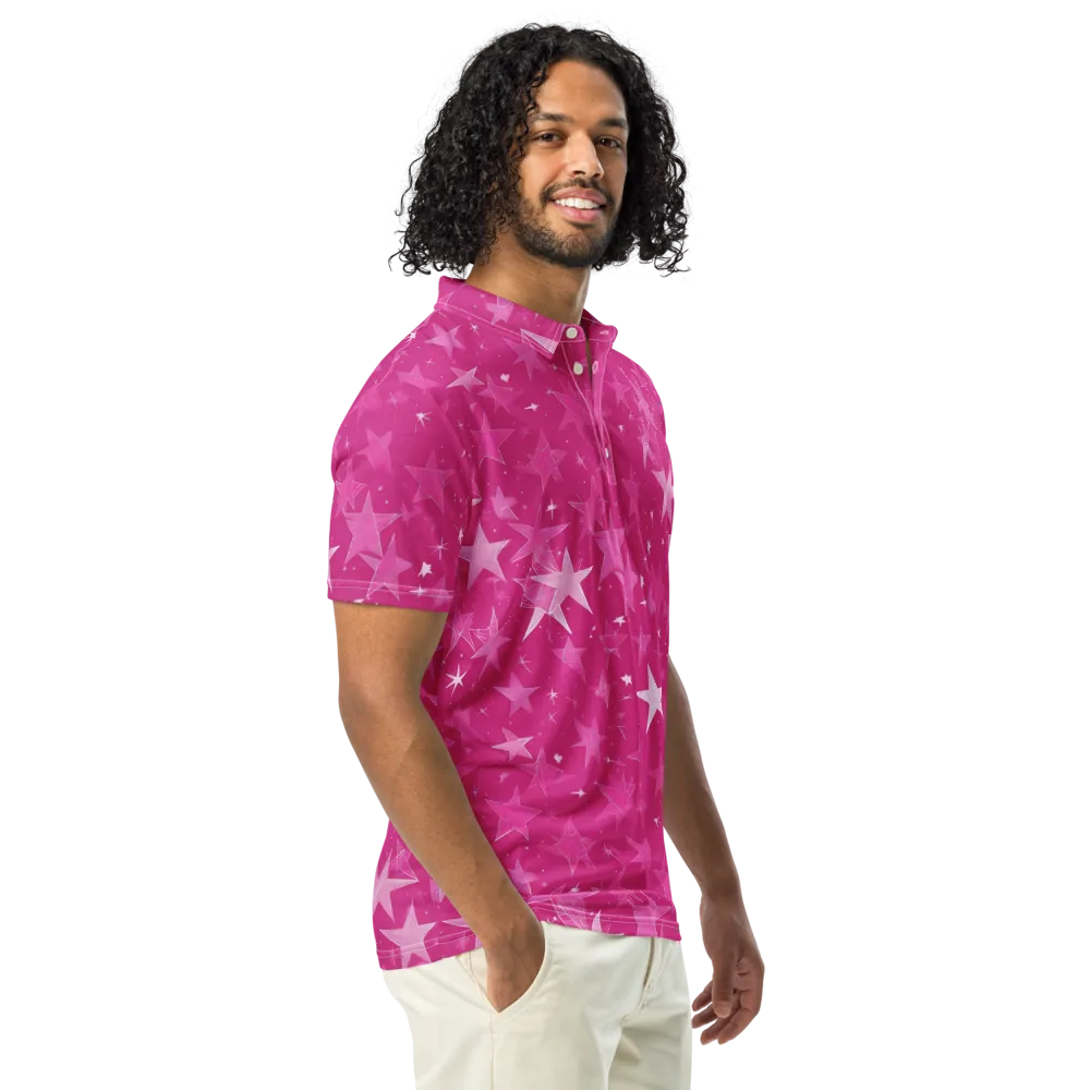Magenta Meteor Shower on Men's Slim Fit Polo Shirt — Right Front