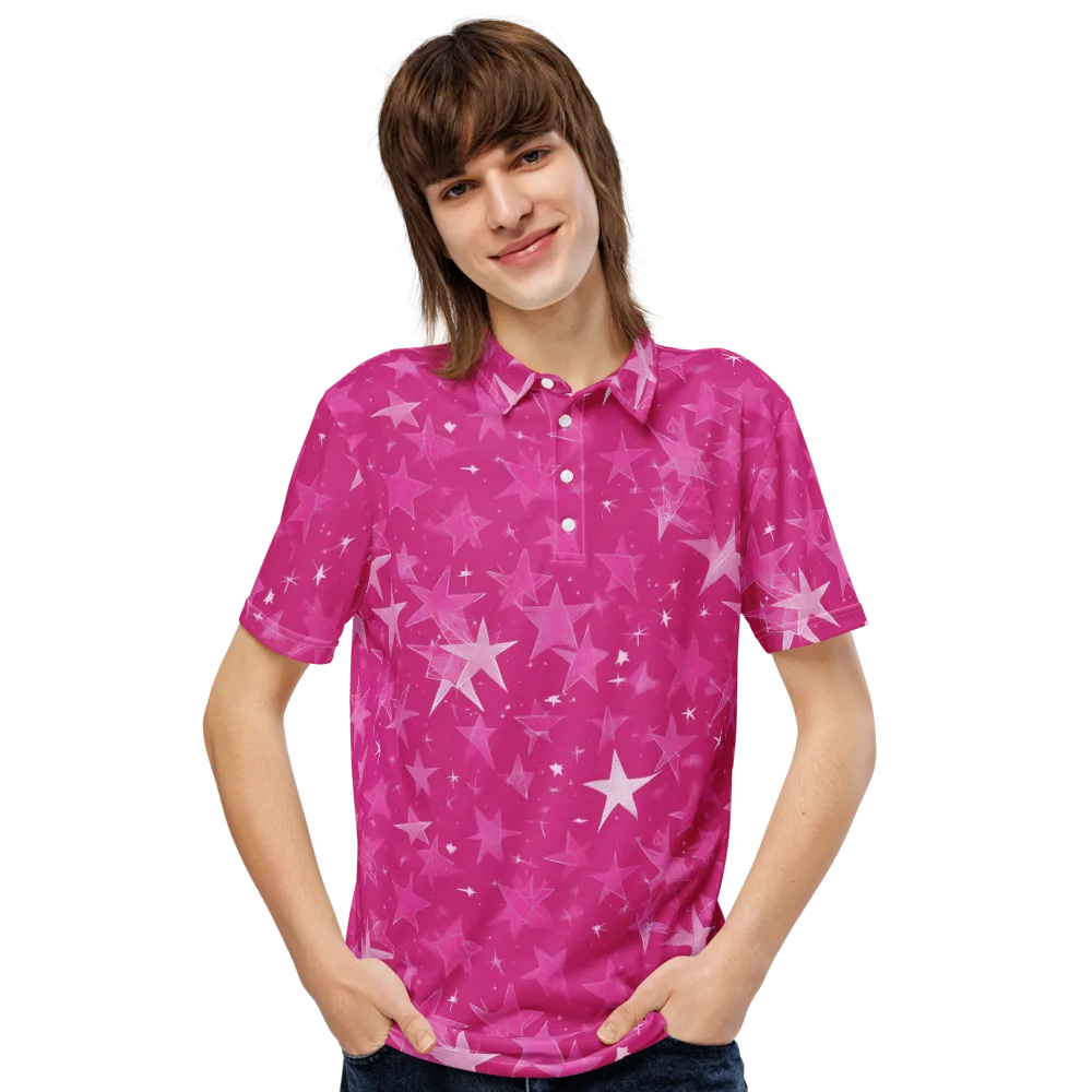 Magenta Meteor Shower on Men's Slim Fit Polo Shirt — Front